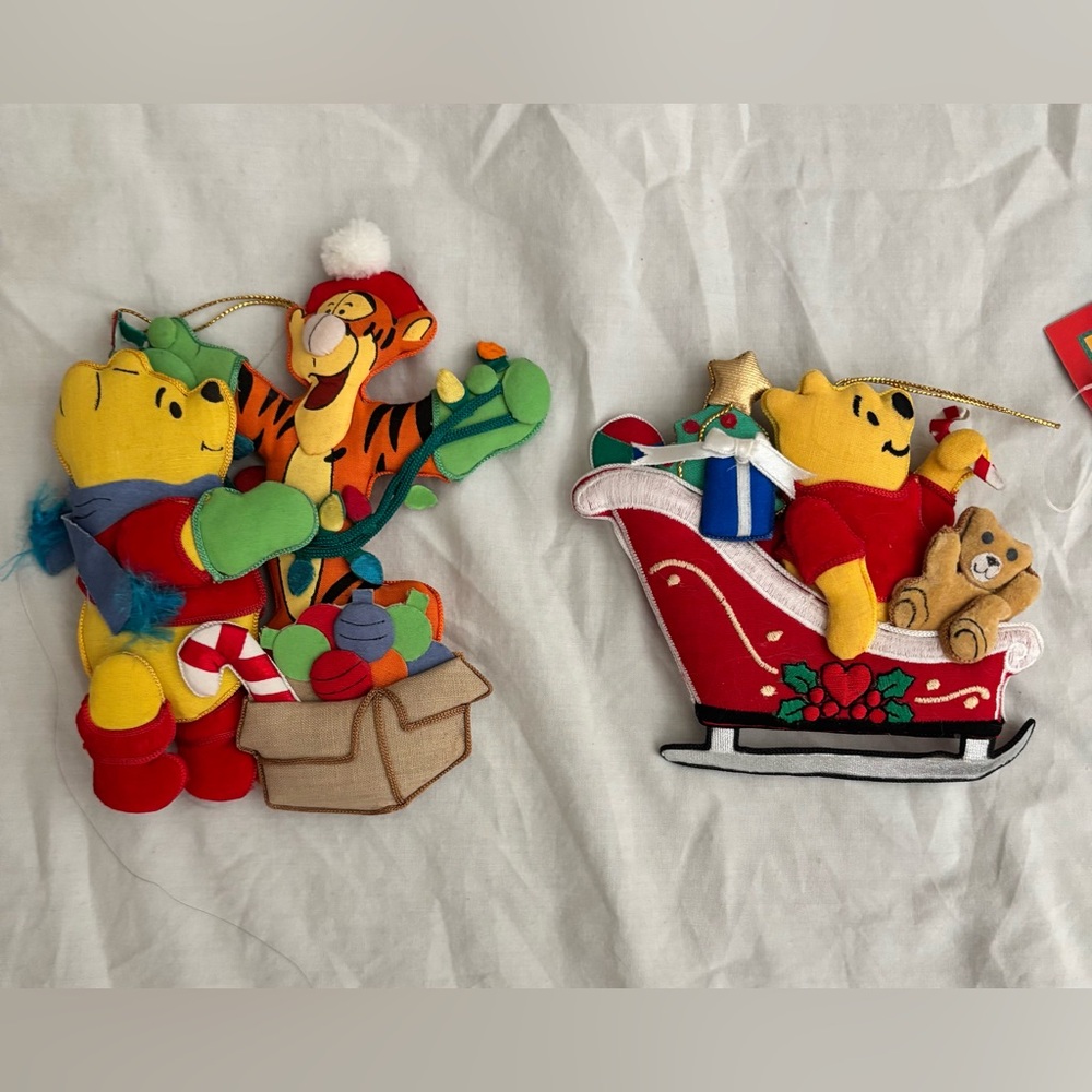 Vintage Disney Pooh and Tigger 3D fabric ornaments 1994